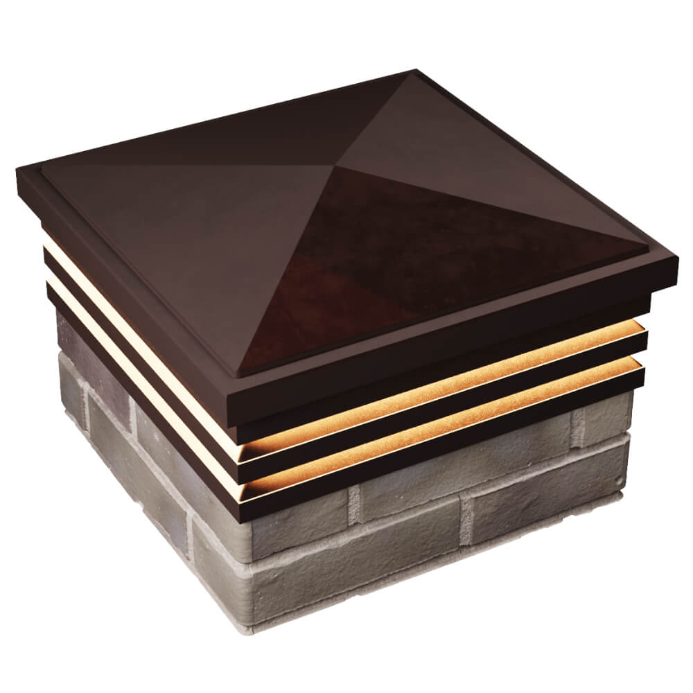 Колпак Zking Бона ХайТек Коричневый на столб 1.5х1.5 кирпича (385х385мм) с подсветкой